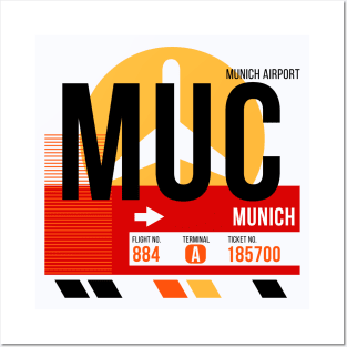 Munich (MUC) Airport // Sunset Baggage Tag Posters and Art